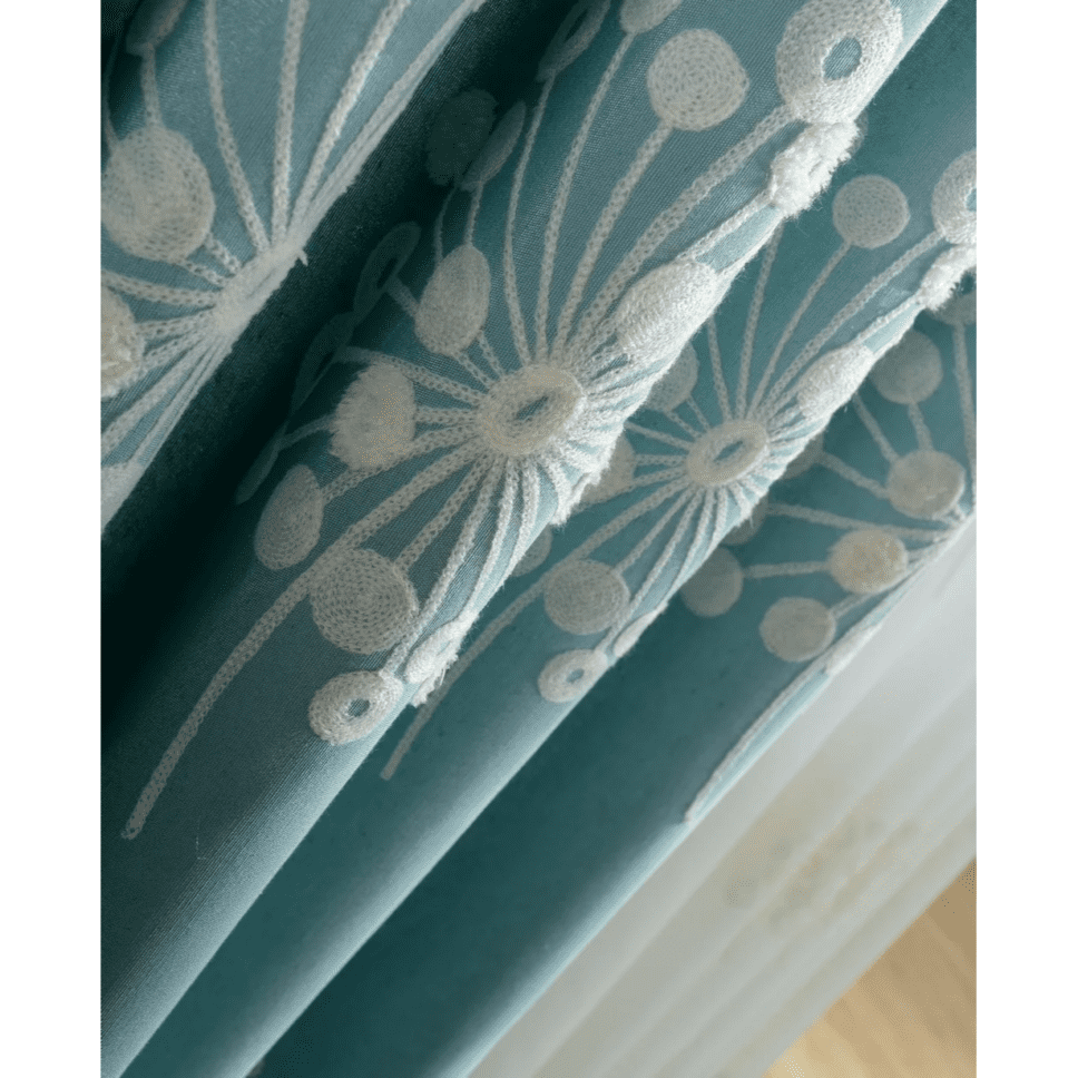 blue-floral-curtains,embroidered-curtains