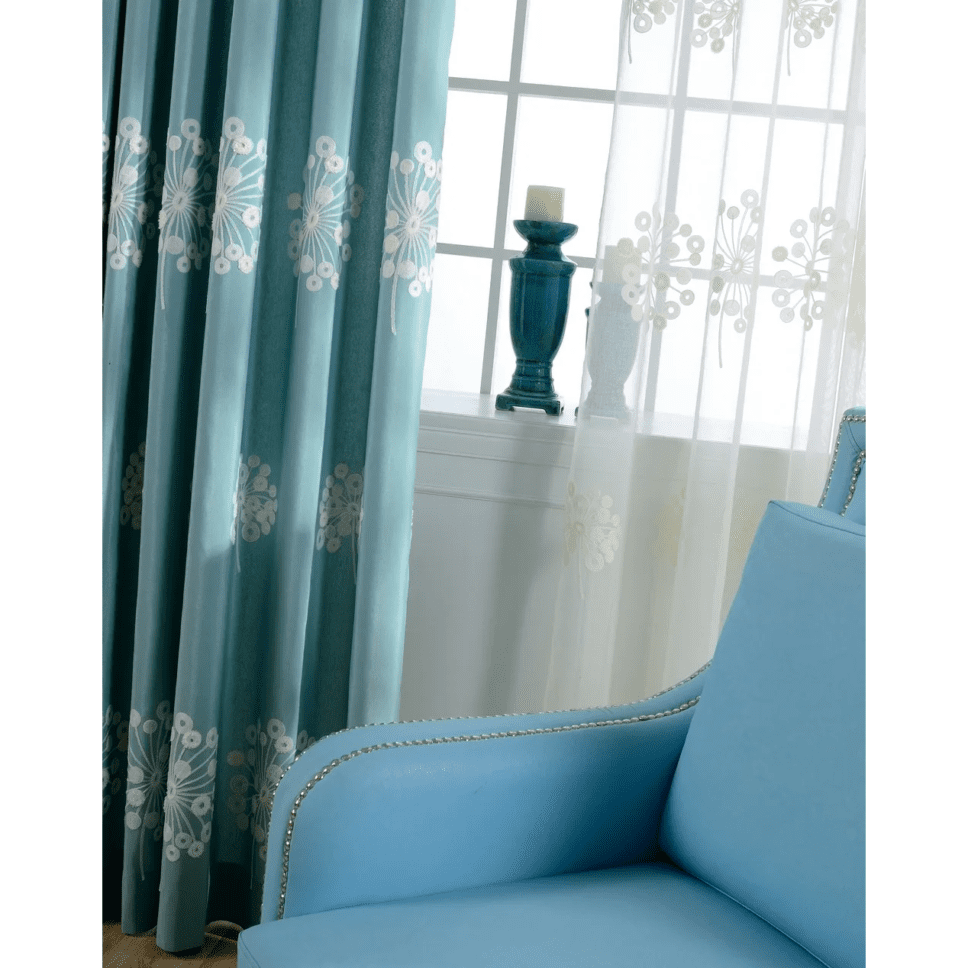 blue-floral-curtains,embroidered-curtains