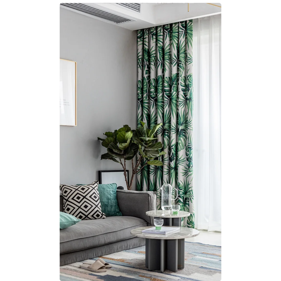 leaf-print-blackout-curtains,green-curtains, edit-home-curtains