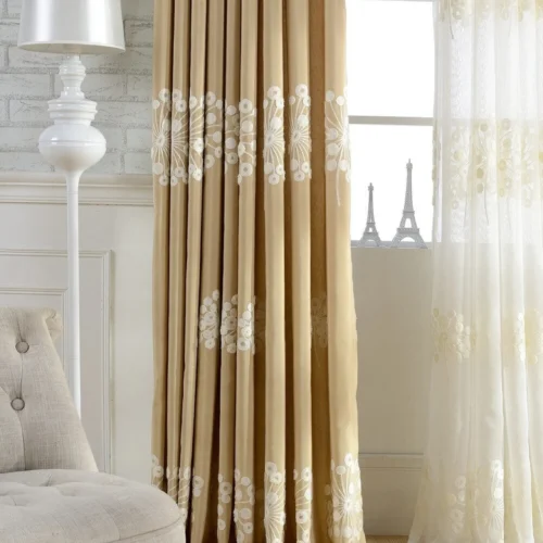 beige-floral-curtains,embroidered-curtains