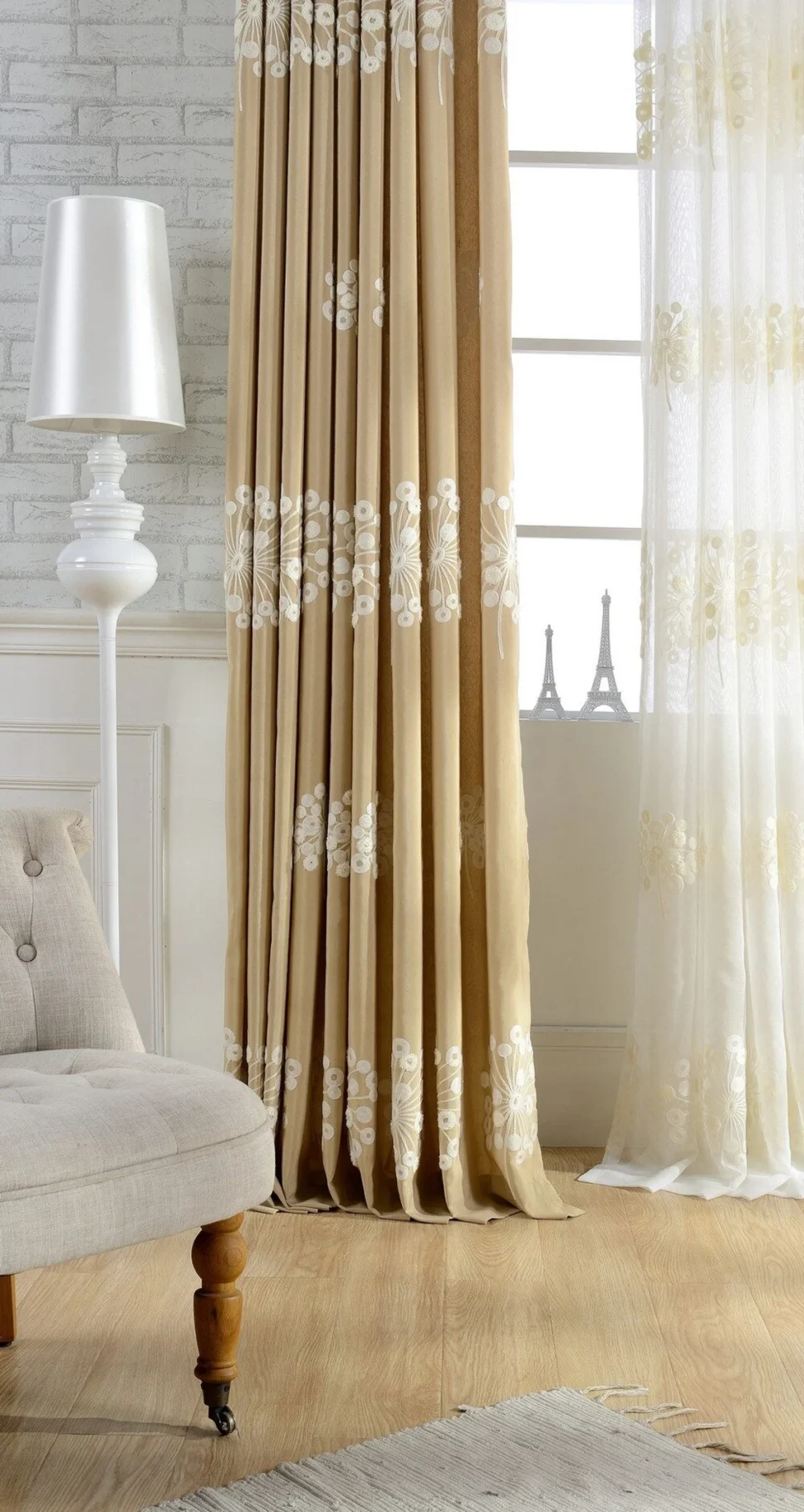 beige-floral-curtains,embroidered-curtains