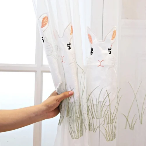rabbit-embroidered-kids-curtains,voile-curtains