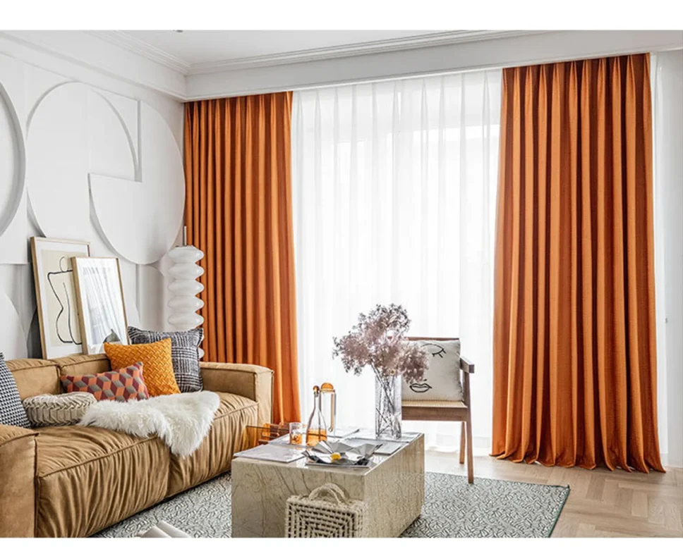 orange-velvet-curtains,blackout-curtains