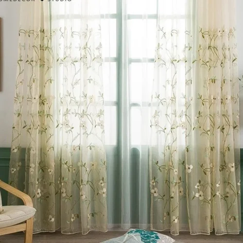 green-floral-curtains, voile-curtains, embroidered-curtains, edit-home-curtains