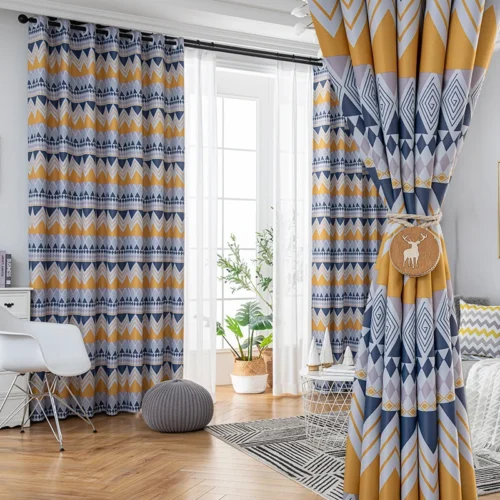 shiny-yellow-printed-curtains-, blackout-curtains, edit-home-curtains