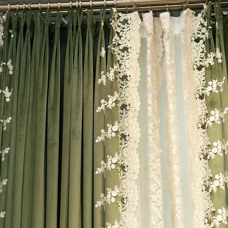 blackout-green-embroidered-curtains, blackout-curtains, edit-home