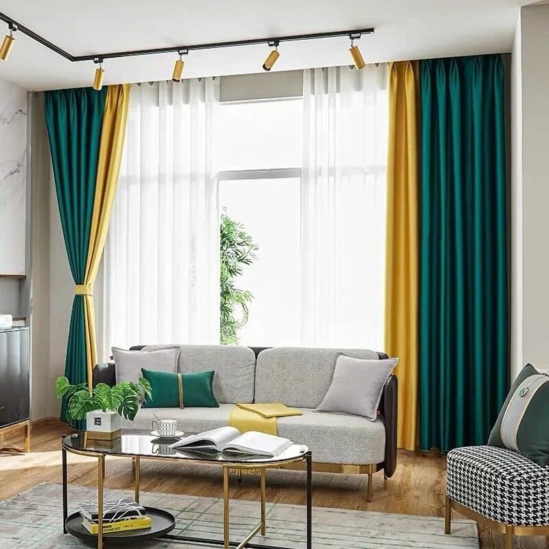 green-and-yellow-bedroom-curtains, blackout-curtains, edit-home