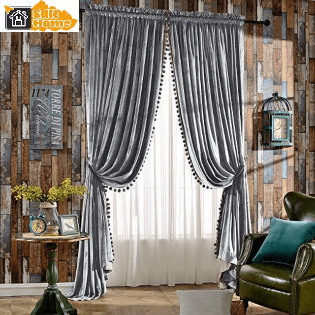 grey-velvet-bedroom-curtains, blackout-curtains, bedroom-curtains, edit-home