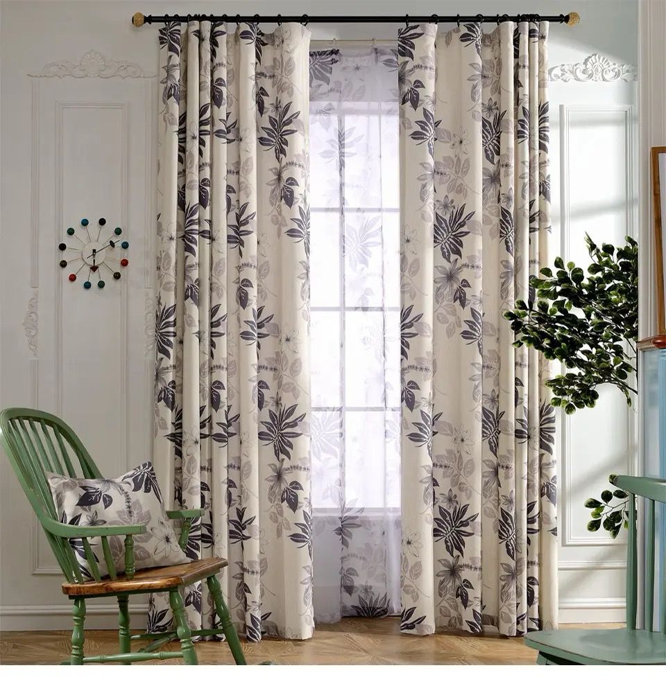 flower-and-leaves-curtains, printed-curtains, blackout-curtains, edit-home