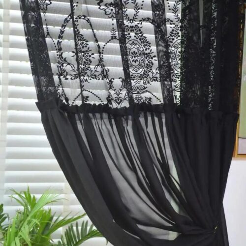 black-lace-sheer-embroidered-tulle, net-curtains, embroidered-curtains, edit-home-curtains, floor to ceiling curtains