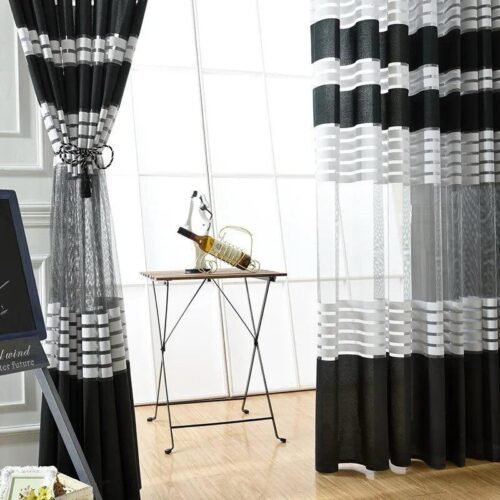 transparent-white-black-strips-curtains, net-curtains, printed-curtains, edit-home
