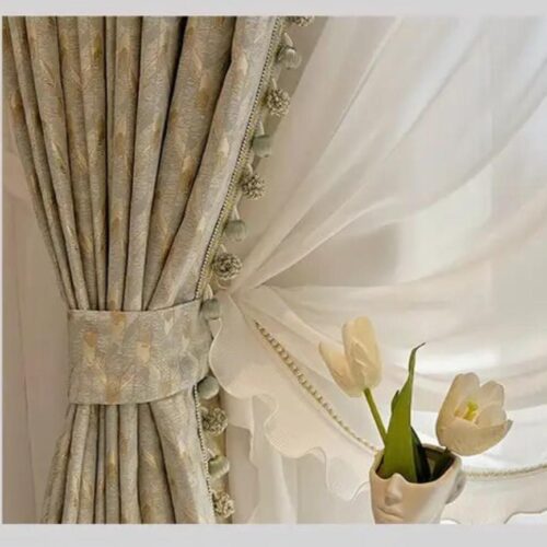luxurious villa jacquard curtains, luxury curtains, grey curtains, edit home