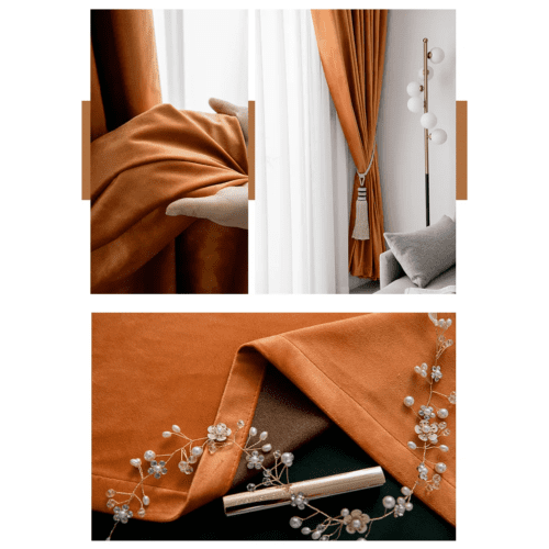 orange-extra-long-velvet-curtains, blackout-curtains, velvet-curtains, edit-home-curtains