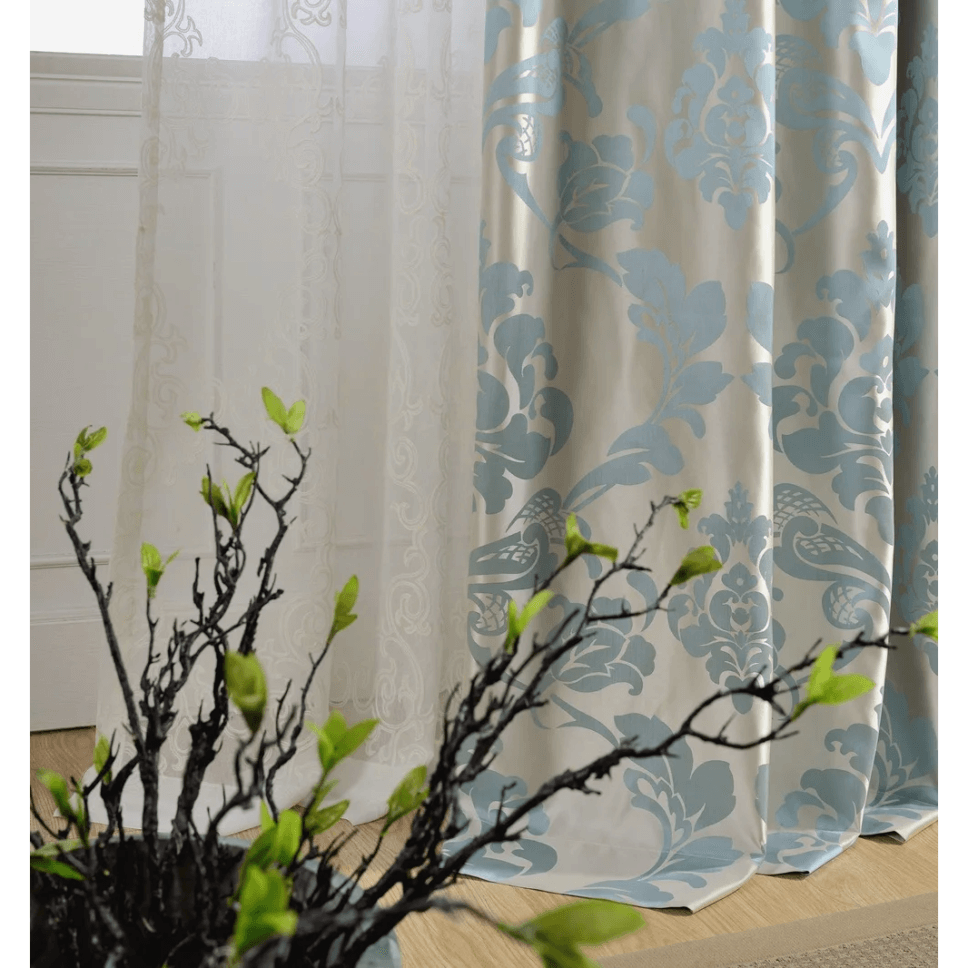grey-blue-luxury-jacquard-curtains, blackout-curtains, printed-curtains, edit-home-curtains