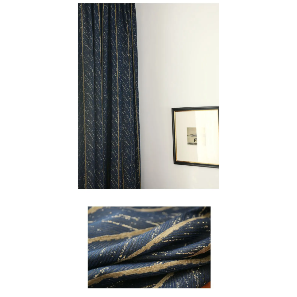 navy-blue-fish-bone-design-curtains, printed-curtains, blackout-curtains, edit-home-curtains