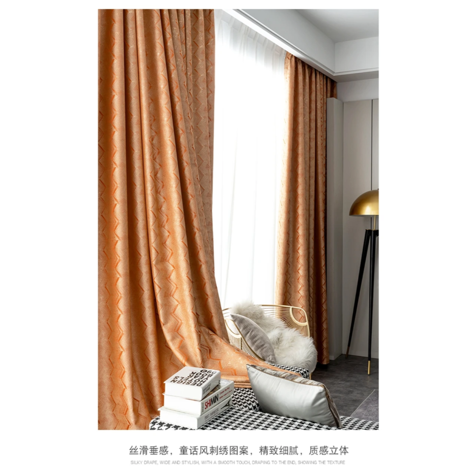 orange-luxury-jacquard-curtains, printed-curtains, edit-home-curtains