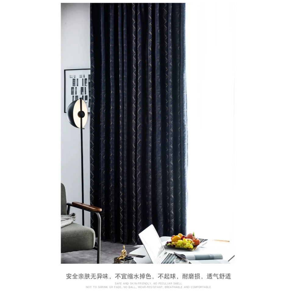 dark-blue-luxury-jacquard-curtains, printed-curtains, edit-home-curtains