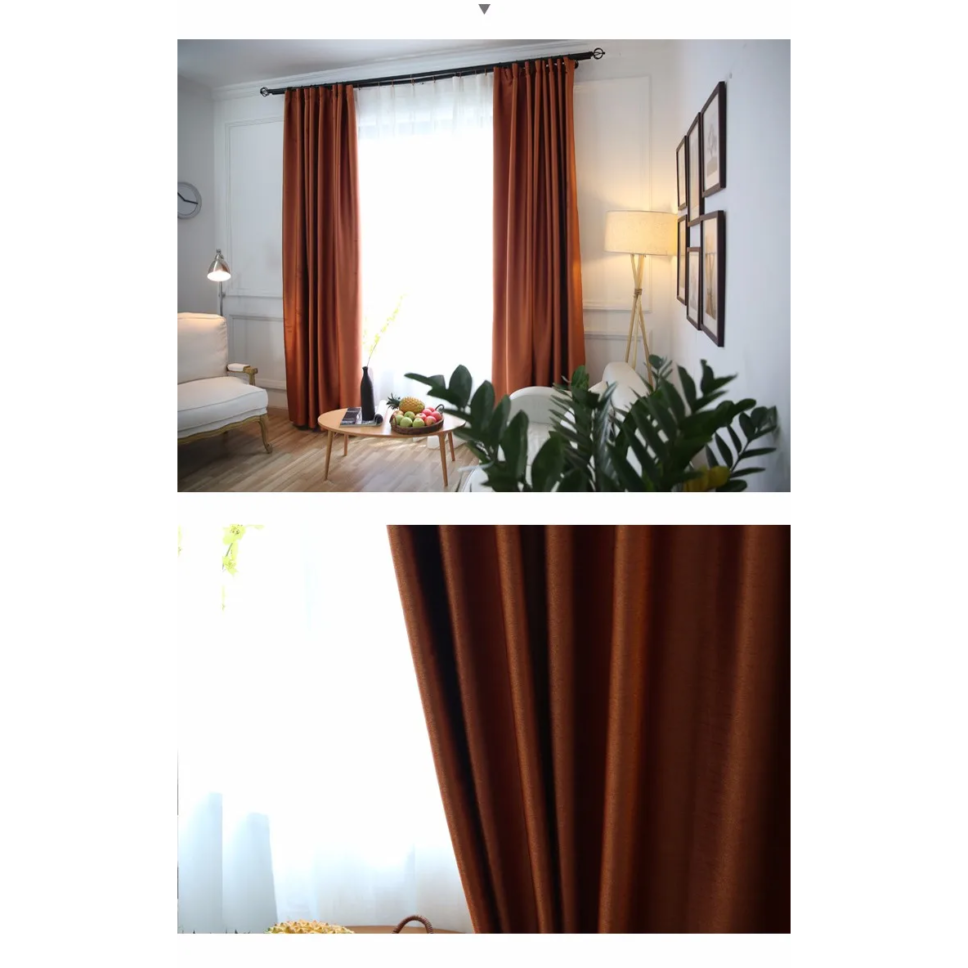 orange-blackout-faux-silk, blackout-curtains, plain-curtains, edit-home-curtains