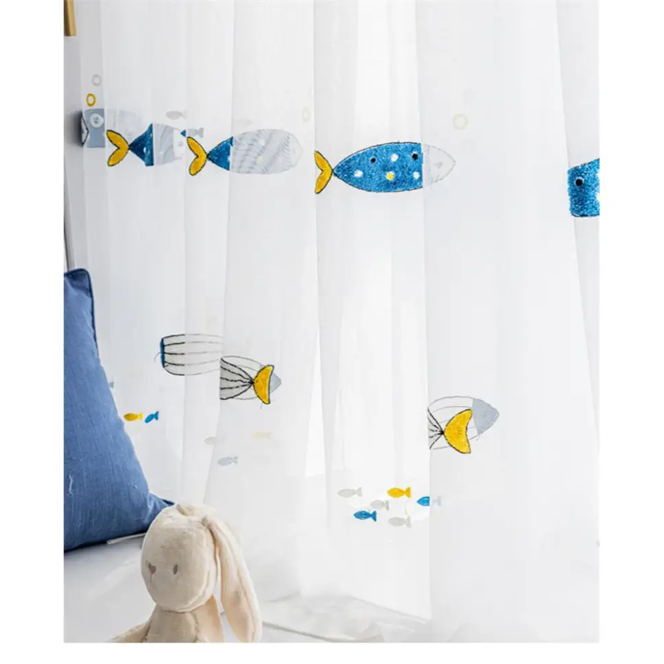 blue-fish-embroidery-curtains, voile-curtains, white-curtains, edit-home-curtains